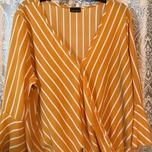 Yellow, white striped blouse